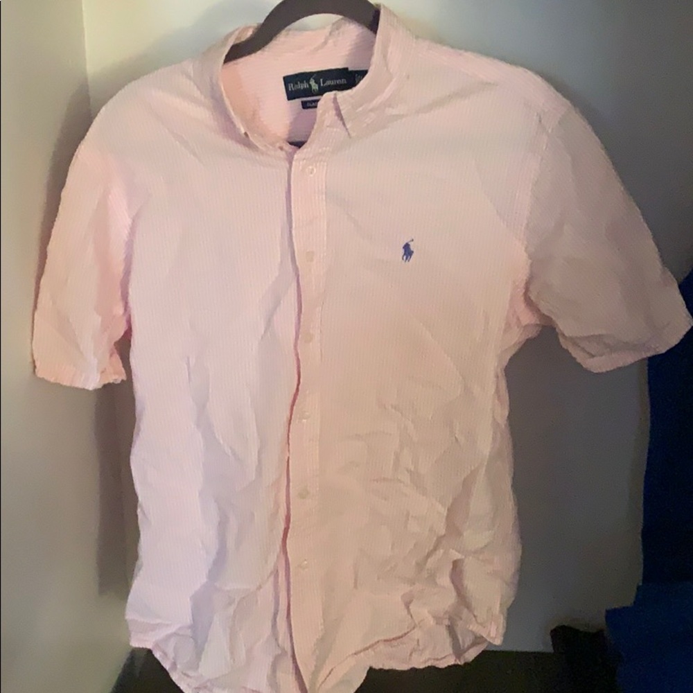 Polo Ralph Lauren Pink Seersucker Button Down SS